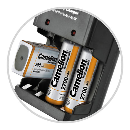 Camelion - BC-0904SM - Akku-Ladegerät für AA / AAA und 9V-Block Akkus