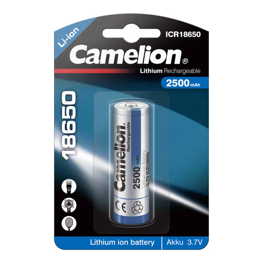 CAMELION ICR18650F-25 Button Top / 3,7V / 2500mAh / BP1