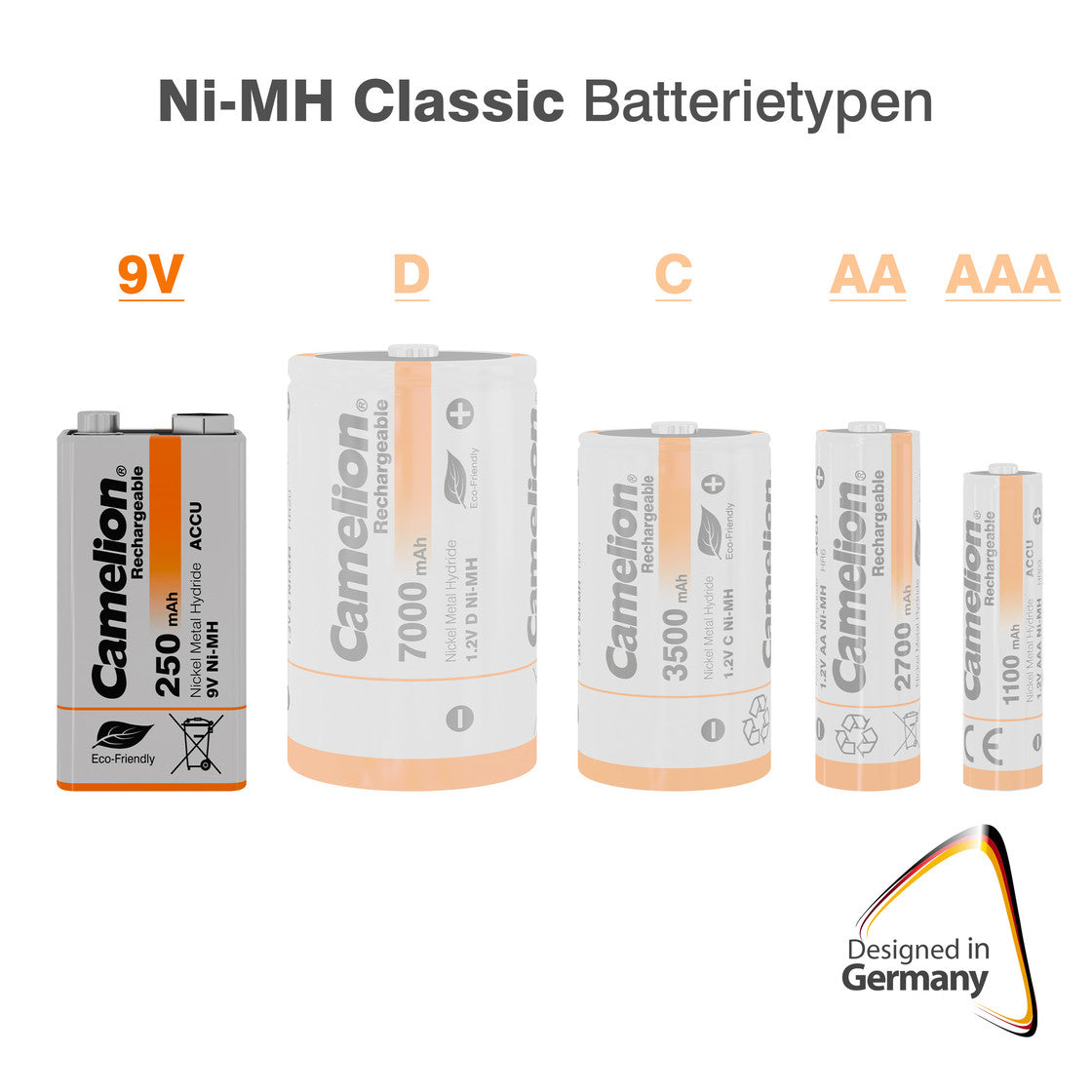 CAMELION NI-MH HR6F22 / 9-Volt / 250mAh / BP1