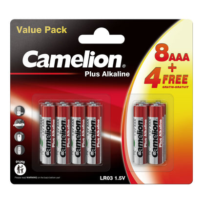 CAMELION Plus Alkaline LR03 AAA / BP12 (8+4 FREE)