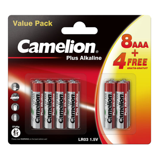CAMELION Plus Alkaline LR03 AAA / BP12 (8+4 FREE)